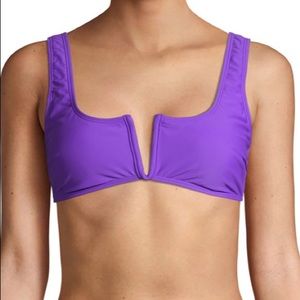 Neon purple v cut style bikini top.